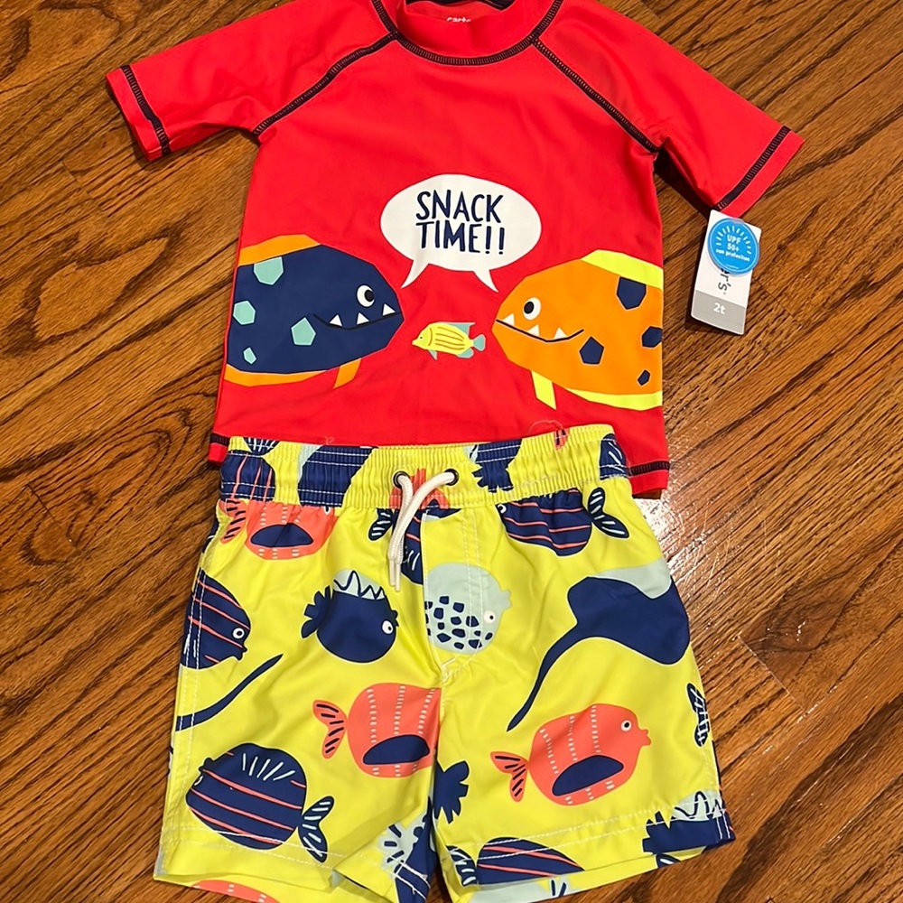 NWT 2 piece swim suit 2T UPF 50